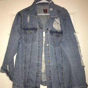 Distressed denim jacket